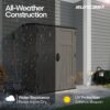 Suncast Outdoor Storage Cabinet Waterproof Resin Vertical Outdoor Storage Shed (54 cu. ft.) for Patio, Garden Tools, Cushions, & Equipment. Weatherproof Plastic Multi-Wall Design, Capacity Made in USA