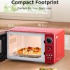 COMFEE' Retro Microwave Oven, 0.9 Cu.Ft 900W Countertop, Red | 6 Auto Menus，Multi-stage Cooking, Mute Function, LED Display, for Apartment & Dorm