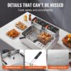 VEVOR Commercial Deep Fryer, 3000W Electric Turkey Fryer with 3 Removable Baskets, Large Capacity 18Qt / 17L Stainless Steel Countertop Single Oil Fryer, for Kitchen Restaurant Use, Silver