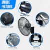 iLiving 20" Outdoor Oscillating High Velocity Wall Fan with 4750 CFM Heavy Duty Weatherproof Motor, Variable Speed Adjustment for Workshop, Garage, Patios, Commercial and industrial, 20 inch,Black