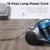 Eureka Bagless Canister Vacuum Cleaner, Lightweight Vac for Carpets and Hard Floors, w/Filter, Blue, Whirlwind NEN110B