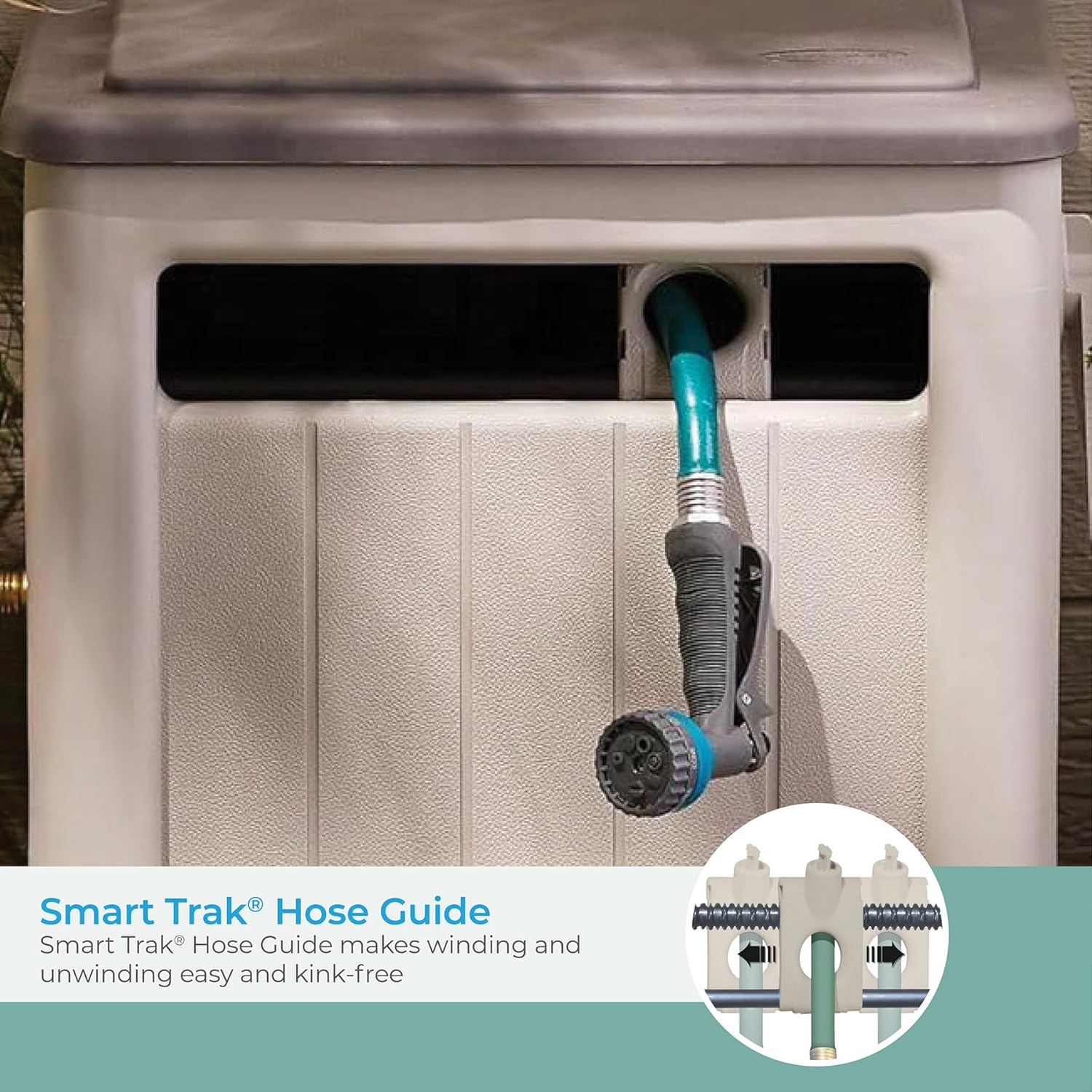 Suncast 225 ft. Swivel Hideaway Hose Reel with Hose Guide and Crank Handle, Mocha/Taupe Suncast 225 ft. Swivel Hideaway Hose Reel with Hose Guide and Crank Handle, Mocha/Taupe - Image 3
