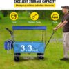 VEVOR Collapsible Wagon with Canopy, 220lbs Foldable Wagon, Beach Wagon Cart with Big Wheels and Canopy with Adjustable Push Pulling Handles VEVOR Collapsible Wagon with Canopy, 220lbs Foldable Wagon, Beach Wagon Cart with Big Wheels and Canopy with Adjustable Push Pulling Handles