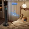 DREO Smart Tower Fan for Indoor & Outdoor Use, 33 ft/s High Velocity, 12 Speeds, 4 Modes Standing Floor Fan, 150° Customizable Oscillating, 20 dB Quiet DC Motor for Bedroom, Weather Resistant, Grey
