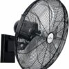 iLiving 20" Outdoor Oscillating High Velocity Wall Fan with 4750 CFM Heavy Duty Weatherproof Motor, Variable Speed Adjustment for Workshop, Garage, Patios, Commercial and industrial, 20 inch,Black
