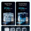 EUHOMY 2.2'' Clear Ice Cube Maker Countertop with APP, 2 Square Ice Ready in 27 Mins for Whiskey, Slow-Melting & Self-Cleaning, 110 Pcs/Day, 24H Timer, Clear Ice Maker with Ice Tong for Home/Bar