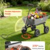 VEVOR 400LBS Wheelbarrow, Poly Garden Dump Cart Wagon with 8" Flat Free Tires, Heavy Duty Wheel Barrow Yard Cart Dump Wagon with Quick-Release System