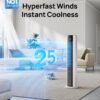 DREO Evaporative Air Swamp Cooler, 43" Cooling Fans that Blow Cold Air 2026 Upgraded, 80° Oscillating Floor Fan for Bedroom, Easy Cleaning, APP Control, Ice Packs, 4 Speeds & 4 Modes, 12H Timer, White