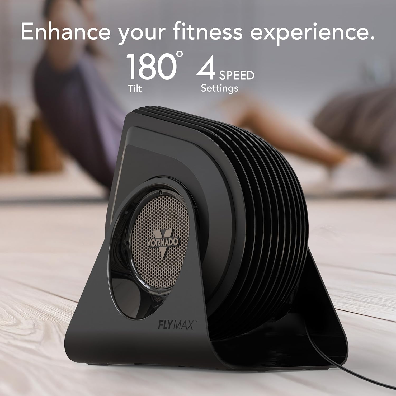 Vornado FLY MAX High Velocity Floor Fan, 4 Speed Settings, 180° Adjustable Tilt, Remote Control, 2300 FPM, Powerful Airflow, Fitness Cooling for Gym, Workout, and Training, Black Vornado FLY MAX High Velocity Floor Fan, 4 Speed Settings, 180° Adjustable Tilt, Remote Control, 2300 FPM, Powerful Airflow, Fitness Cooling for Gym, Workout, and Training, Black - Image 5