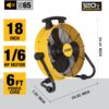 DEWALT DXF1840 Floor Fan, Industrial Fans, 18 Inch High Velocity Fan with 3-Speed Heavy Duty Air Circulator and 180 Adjustable Tilt, Large Electric Metal Rotating Garage Fan, Drum fan for Work, Yellow