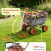 VEVOR 800LBS 7 CU.FT Poly Garden Cart Dump Wagon, Heavy Duty 4 Wheel Wheelbarrow with 10" Flat Free Tires, Yard Cart Dump Wagon with Removable Raised Sides and Quick-Release System