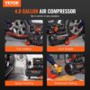 VEVOR 4.8 Gallon Air Compressor, 1.2HP 2.2 CFM@90PSI Oil Free Air Compressor Tank & Max. 116PSI Pressure, 70 dB Ultra Quiet Compressor for Auto Repair, Tire Inflation, Spray Painting, Woodwork Nailing