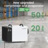 Waykar 125 Pint Crawl Space Dehumidifier with Drain Hose for Basements, Commercial & Water Damage Spaces up to 6500 Sq. Ft., Compact, Strong Dehumidification, 5-Year Quality Coverage
