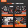 VEVOR 2.1 Gallon Air Compressor, 1.2HP 2.2 CFM@90PSI Air Compressors with Max. 116PSI Pressure, Oil Free Compressor Tank for Auto Repair, Tire Inflation, Spray Painting, Woodwork Nailing