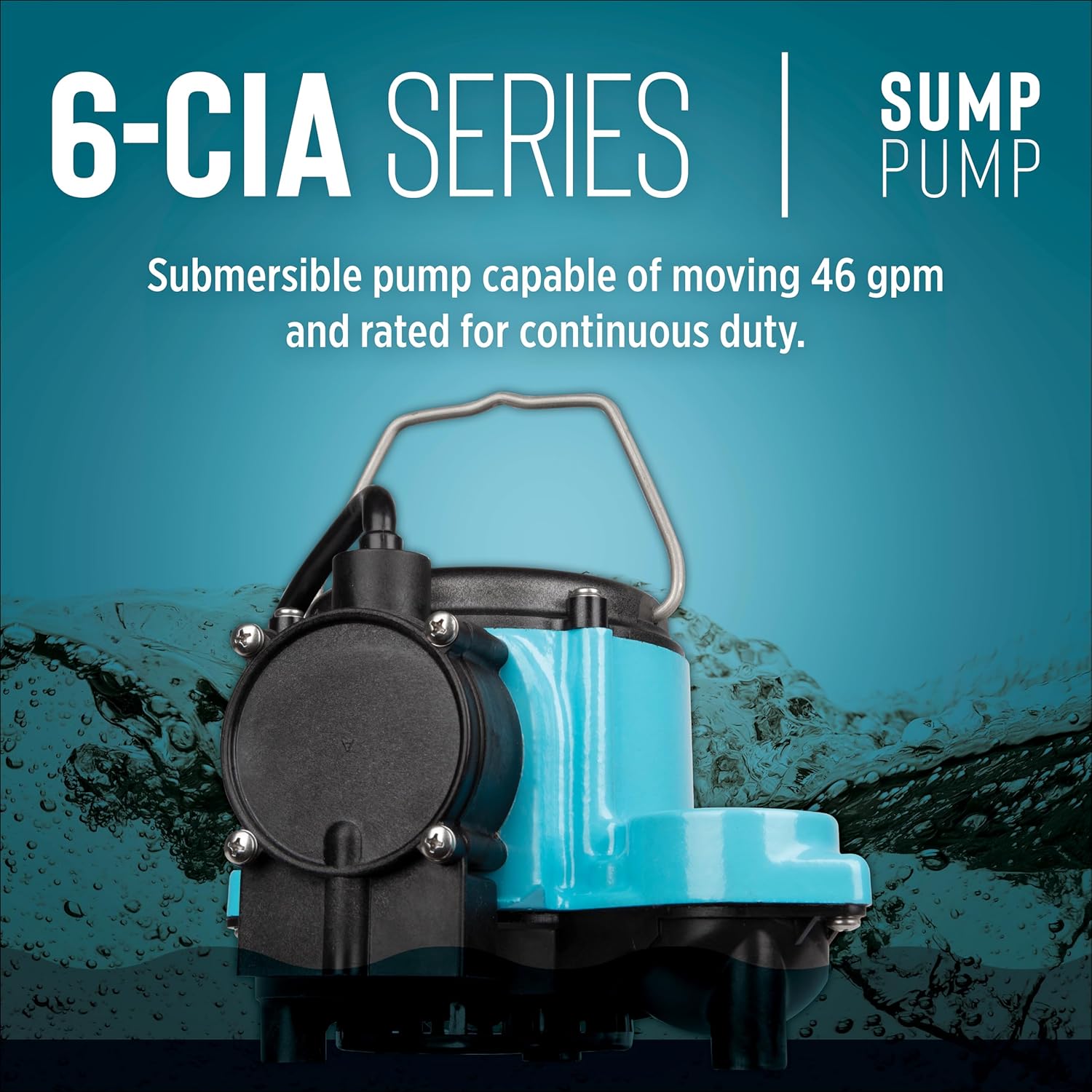 Little Giant 6-CIA 115 Volt, 1/3 HP 2760 GPH Cast Iron Submersible Sump Pump with Extended Leg Kit and Integral Diaphragm Switch, 10-Ft. Cord, Blue, 506162 Little Giant 6-CIA 115 Volt, 1/3 HP 2760 GPH Cast Iron Submersible Sump Pump with Extended Leg Kit and Integral Diaphragm Switch, 10-Ft. Cord, Blue, 506162 - Image 9