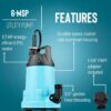 Little Giant 6-MSP 115 Volt, 1/3 HP, 2130 GPH Manual Aluminum Utility Pump with 10-Ft. Cord, Blue, 14942783