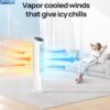 DREO Evaporative Air Swamp Cooler, 40” Standing Fans that Blow Cold Air, 80° Oscillating Bladeless Cooling Fan for Bedroom, Removable Water Tank, Ice Packs, Remote Control, 4 Speeds, 7H Timer, White