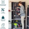 Sunnydaze 72" H Resin Garage Storage Cabinet - Garage Cabinet with Lockable Doors and Adjustable Shelves - Freestanding Utility Storage for Laundry Room, Office, Basement - Charcoal/Gray Trim