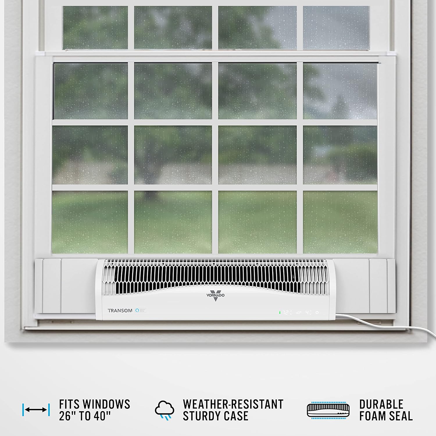 Vornado TRANSOM AE Window Fan Works with Alexa, 4 Speeds, Reversible Exhaust Mode, Weather Resistant Case, Whole Room,White Vornado TRANSOM AE Window Fan Works with Alexa, 4 Speeds, Reversible Exhaust Mode, Weather Resistant Case, Whole Room,White - Image 3