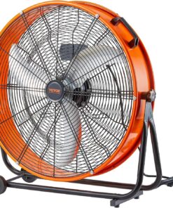 VEVOR Drum Fan, 24 Inch 8700 CFM High Velocity Heavy Duty Floor Shop Fan, 3-Speed, 5ft Cord, 360°Adjustable Tilting, Commercial Industrial Use for Warehouse, Workshop, Factory, Basement