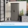 Suncast 22 Cubic Ft. Vertical Resin Outdoor Storage Shed with Lockable Double Doors, Weather-Resistant Multi-Wall Panels, Stoney Suncast 22 Cubic Ft. Vertical Resin Outdoor Storage Shed with Lockable Double Doors, Weather-Resistant Multi-Wall Panels, Stoney