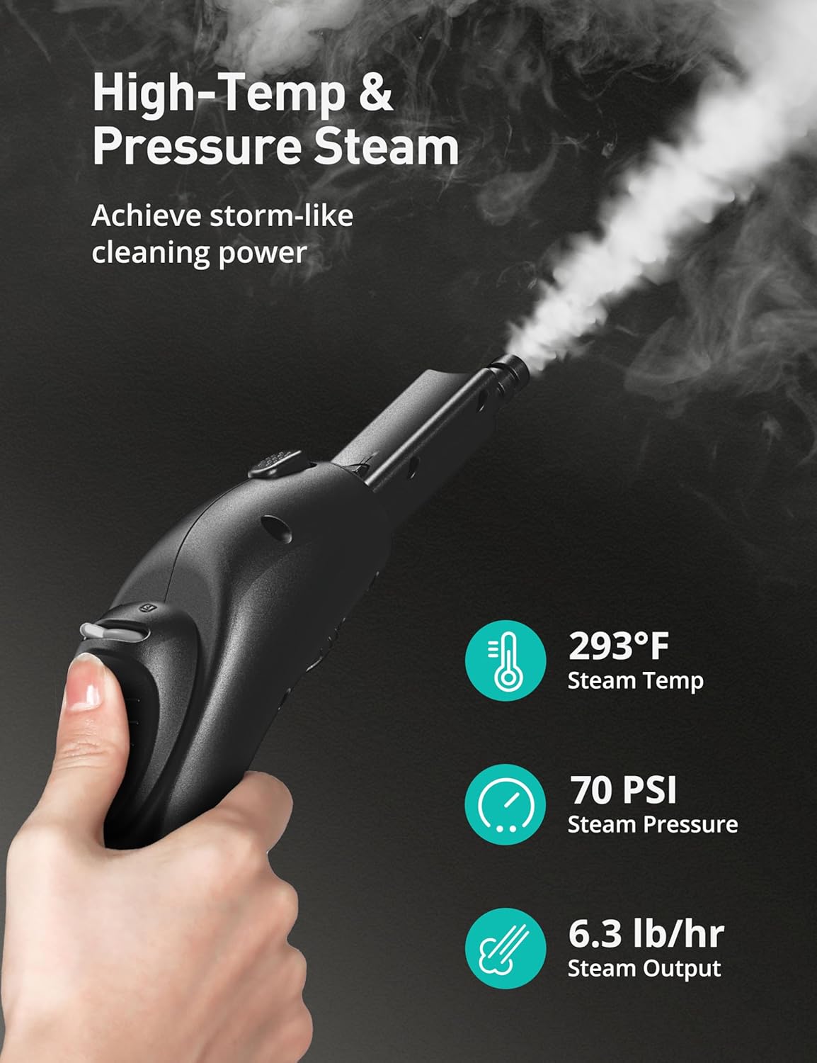 Steam Cleaner, 293°F 58 PSI Powerful Multipurpose Handheld Steam Mop for Home Use, 21 Attachments, 50Oz Capacity, Heavy Duty Steamer for Carpets, Floors, Cars, Tiles, Crack Cleaning, Moon Silver Steam Cleaner, 293°F 58 PSI Powerful Multipurpose Handheld Steam Mop for Home Use, 21 Attachments, 50Oz Capacity, Heavy Duty Steamer for Carpets, Floors, Cars, Tiles, Crack Cleaning, Moon Silver - Image 7
