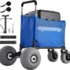 VEVOR Beach Cart, 165LBS Load Capacity, Portable Folding Beach Wagon Dolly with 12" Balloon Wheels for Sand, Storage Bag & 4-Level Adjustable Height for Outdoor Camping Fishing