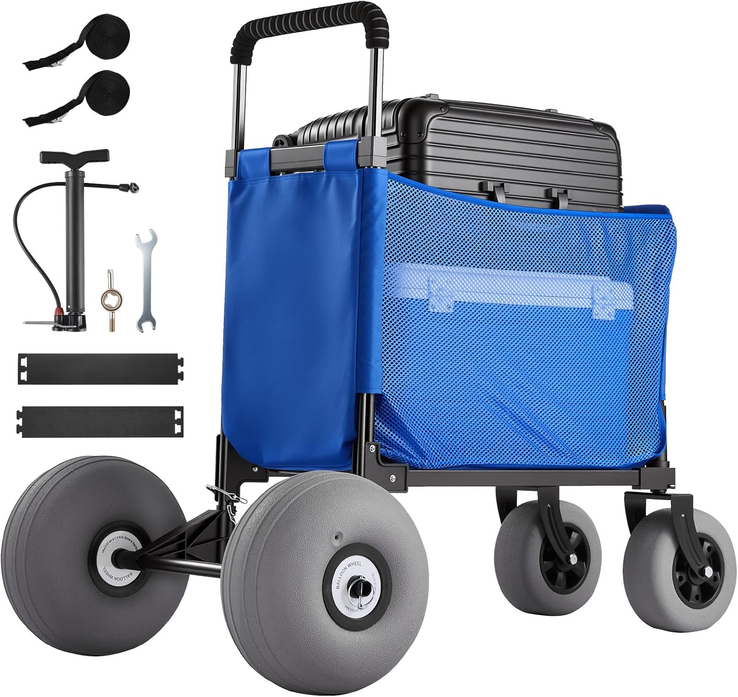 VEVOR Beach Cart, 165LBS Load Capacity, Portable Folding Beach Wagon Dolly with 12" Balloon Wheels for Sand, Storage Bag & 4-Level Adjustable Height for Outdoor Camping Fishing VEVOR Beach Cart, 165LBS Load Capacity, Portable Folding Beach Wagon Dolly with 12" Balloon Wheels for Sand, Storage Bag & 4-Level Adjustable Height for Outdoor Camping Fishing