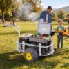 VEVOR Beach Fishing Cart, 200 lbs Load Capacity, Foldable Fishing Cart with Heavy-Duty Carbon Steel Frame, 13-Inch All-Terrain PU Balloon Tires, 7 Rod Holders, for Outdoor Activities Camping Picnic