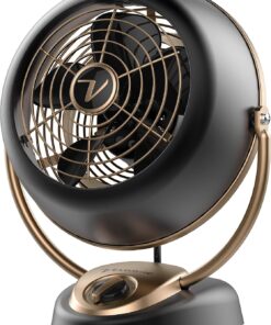 Vornado VFAN™ Vintage Air Circulator Fan, 3-Speed, Metal, Desktop Table Fan for Bedroom, Office, Cooling, with Adjustable Tilt Multi-Directional Airflow, Retro Design, Gunmetal