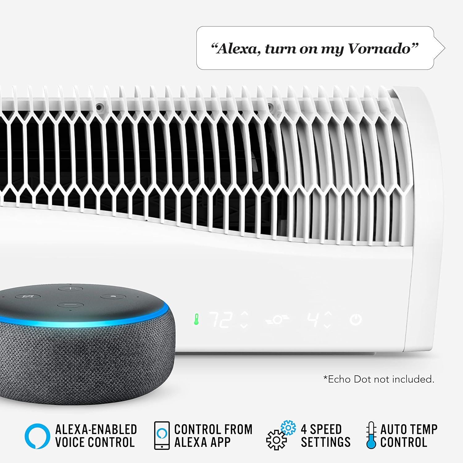 Vornado TRANSOM AE Window Fan Works with Alexa, 4 Speeds, Reversible Exhaust Mode, Weather Resistant Case, Whole Room,White Vornado TRANSOM AE Window Fan Works with Alexa, 4 Speeds, Reversible Exhaust Mode, Weather Resistant Case, Whole Room,White - Image 2