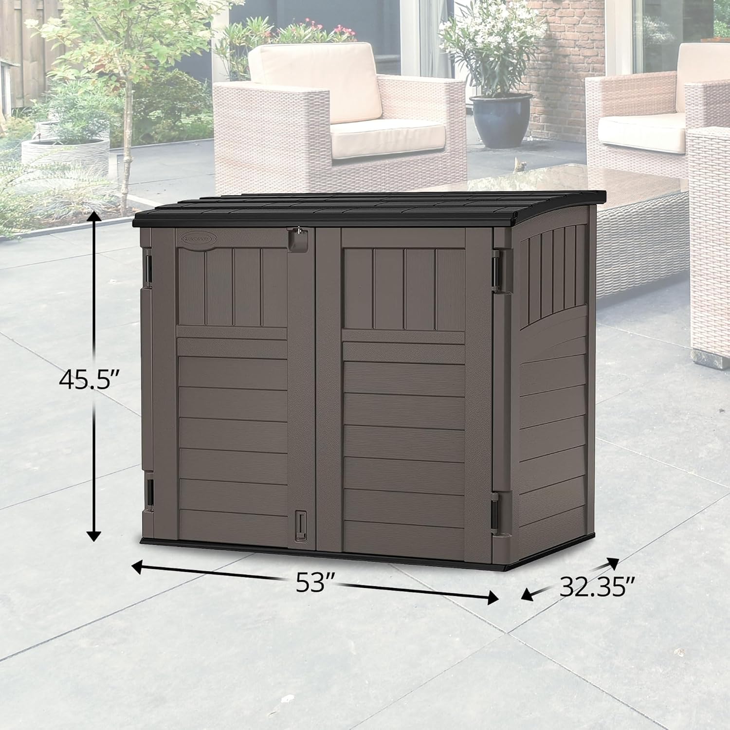 Suncast Outdoor Storage Shed for Backyard and Garden, Horizontal, 4' x 2.5', Stoney Grey - Portable Utility Deck and Cabinet for Tools, Equipment, and Garbage Suncast Outdoor Storage Shed for Backyard and Garden, Horizontal, 4' x 2.5', Stoney Grey - Portable Utility Deck and Cabinet for Tools, Equipment, and Garbage - Image 2