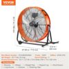 VEVOR 24" Industrial Drum Fan, 8700 CFM High Velocity Floor Fan with 3-Speed Control, 360° Tilt & 0-2h Timer for Warehouse, Workshop, Factory, Basement