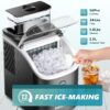 EUHOMY Ice Cube Maker Machine Countertop with External Water Tank, 2 Ways to Add Water, 34Lbs/Day, 16Pcs Ready in 7 Mins, Auto-Cleaning, with Ice Scoop & Basket, for Home/Kitchen/Office/Bar (Black)