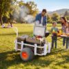 VEVOR Beach Fishing Cart, 300 lbs Load Capacity, Fishing Cart Wagon with Heavy-Duty Aluminum Alloy Frame, 13-Inch All-Terrain PU Balloon Tires, 8 Rod Holders, for Outdoor Activities Camping Picnic