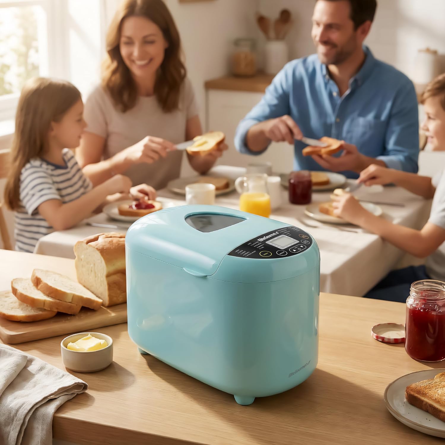 Elite Gourmet Programmable Bread Maker, 2 Lb, 3 Sizes, 19 Presets, Mint | Features Gluten-Free, Dough and Jam Presets Plus a Delay Timer Elite Gourmet Programmable Bread Maker, 2 Lb, 3 Sizes, 19 Presets, Mint | Features Gluten-Free, Dough and Jam Presets Plus a Delay Timer - Image 3