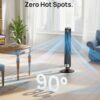 DREO Smart Tower Fan for Bedroom, 40”-45” Adjustable Height, 28 ft/s Velocity, DC Motor, 9 Speeds, 4 Modes, 90°Oscillating, Standing Fan, 20dB Quiet, 12H Timer for Home, Office, Google/Alexa, Black
