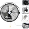 BILT HARD 4300 CFM 18 in. Industrial Wall Mount Fan, 3-Speeds High Velocity Wall Fan with Sealed Motor, Heavy Duty Metal Barn Fans for Garage, Commercial, Greenhouse, Warehouse, Shop Use