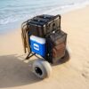 VEVOR Beach Dolly with Big Wheels for Sand, 18" x 15" Cargo Deck, Folding Sand Cart with 12" Balloon Wheels, 165 lbs Loading Capacity & 34" to 45" Adjustable Height, Heavy Duty Cart for Beach Camping
