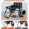 VEVOR Beach Dolly with Big Wheels for Sand, 18" x 15" Cargo Deck, Folding Sand Cart with 12" Balloon Wheels, 165 lbs Loading Capacity & 34" to 45" Adjustable Height, Heavy Duty Cart for Beach Camping