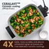 Elite Gourmet Stow-Away Ceramic Electric Skillet, 1500W, Black/Gray | PFAS-Free Ceralast Coating, Rapid Heat-Up, 15"x12"x3" Foldable Design, Dishwasher-Safe Pan & Lid, Large Size