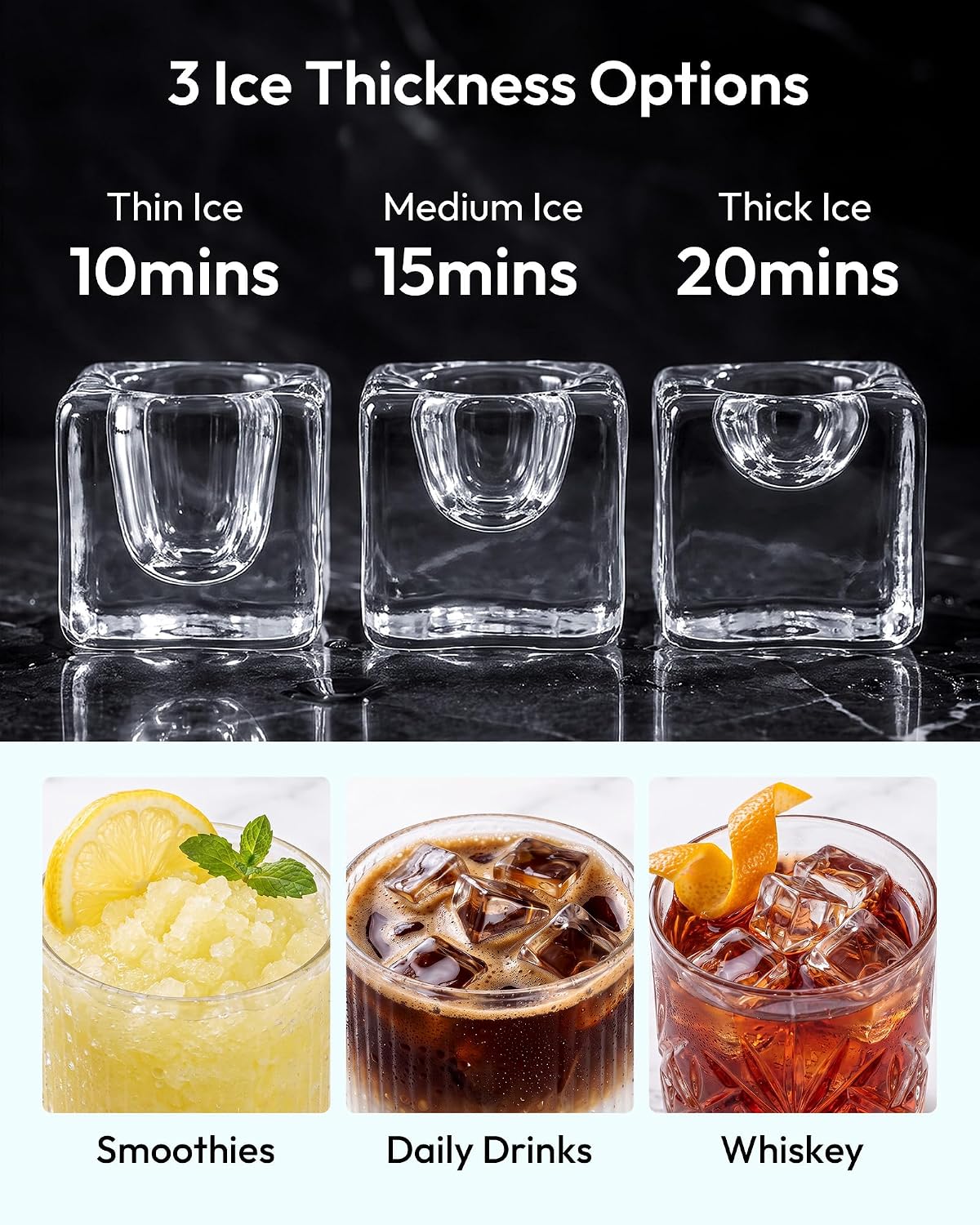 EUHOMY Ice Cube Maker Machine Countertop, 2 Ways to Add Water, 45Lbs/Day 24 Pcs Ready in 13 Mins, Auto-Cleaning Portable Compact, with Ice Scoop & Basket, Perfect for Home/Kitchen/Office/Bar (Silver) EUHOMY Ice Cube Maker Machine Countertop, 2 Ways to Add Water, 45Lbs/Day 24 Pcs Ready in 13 Mins, Auto-Cleaning Portable Compact, with Ice Scoop & Basket, Perfect for Home/Kitchen/Office/Bar (Silver) - Image 5