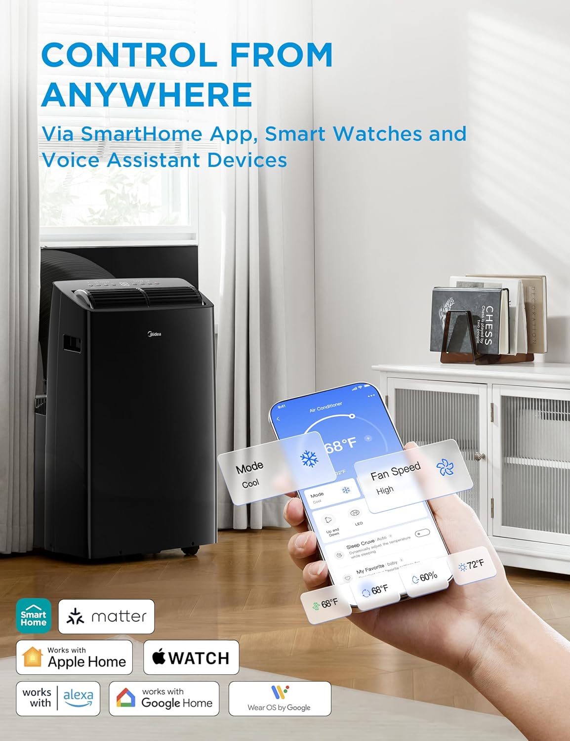 Midea Duo 14,000 BTU (12,000 BTU SACC) High Efficiency Inverter Ultra Quiet Portable Air Conditioner, with Heat up to 550 Sq. Ft., Works with Alexa/Google Assistant, with Remote Control & Window Kit" Midea Duo 14,000 BTU (12,000 BTU SACC) High Efficiency Inverter Ultra Quiet Portable Air Conditioner, with Heat up to 550 Sq. Ft., Works with Alexa/Google Assistant, with Remote Control & Window Kit" - Image 6