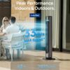 DREO Smart Tower Fan for Indoor & Outdoor Use, 33 ft/s High Velocity, 12 Speeds, 4 Modes Standing Floor Fan, 150° Customizable Oscillating, 20 dB Quiet DC Motor for Bedroom, Weather Resistant, Grey