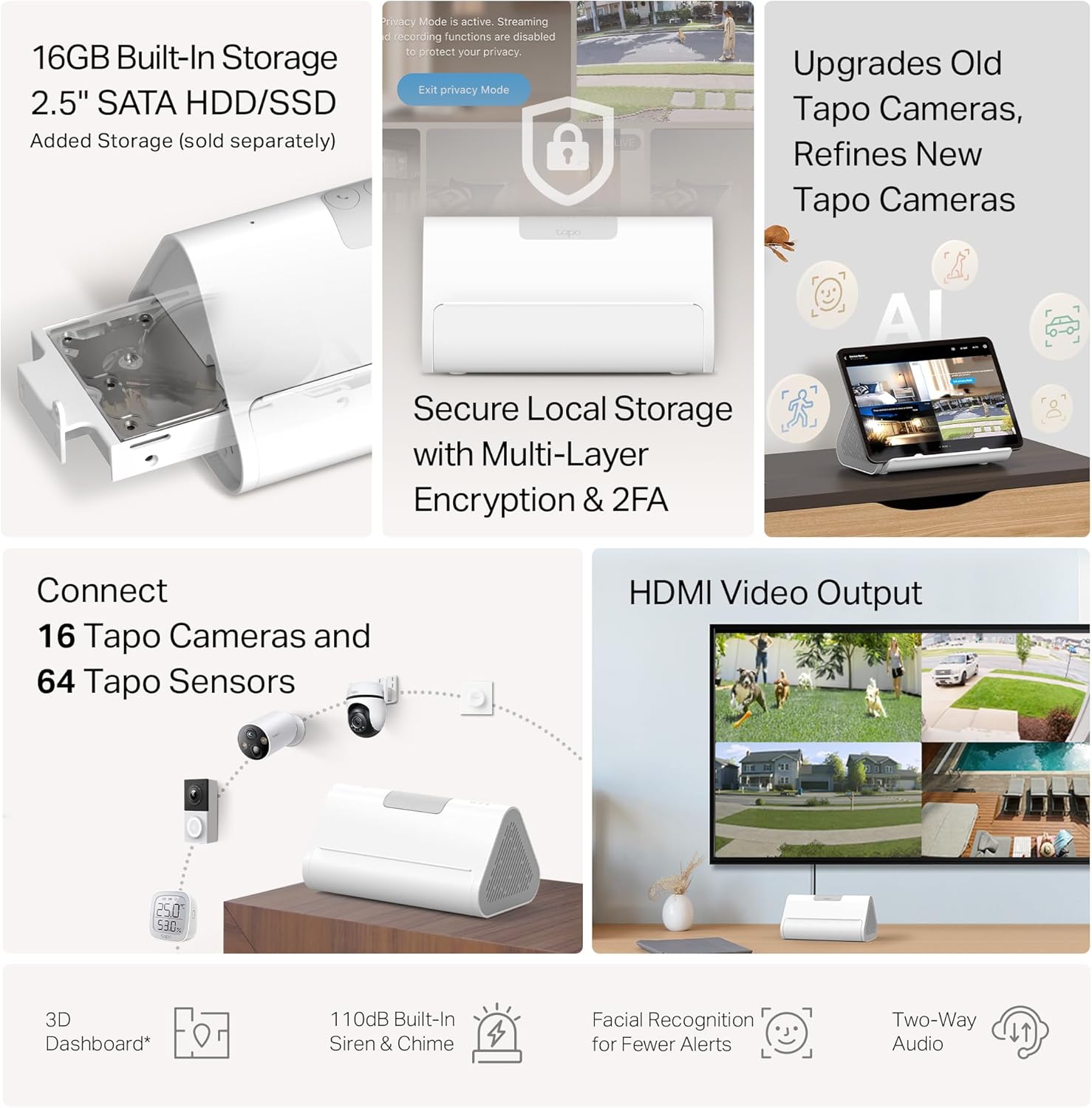 Tapo CentralHub for Smart Home Devices – Connect up to 16 Tapo Cameras & 64 Sub-G Sensors, 16GB Built-in Storage + 2.5'' SATA Expandable Storage Option, Improves Camera AI Accuracy - H500 Tapo CentralHub for Smart Home Devices – Connect up to 16 Tapo Cameras & 64 Sub-G Sensors, 16GB Built-in Storage + 2.5'' SATA Expandable Storage Option, Improves Camera AI Accuracy - H500 - Image 3