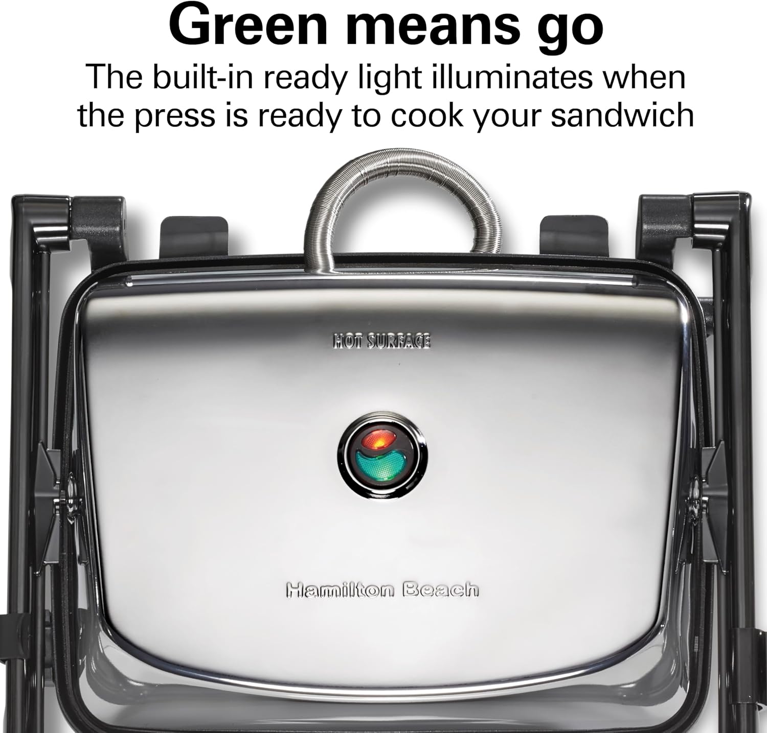 Hamilton Beach Panini Press, Sandwich Maker & Electric Indoor Grill | Floating Hinge Evenly Cooks Any Sandwich | Locking Lid | PFAS-Free Non-Stick 8" x 10" Grids | Chrome Hamilton Beach Panini Press, Sandwich Maker & Electric Indoor Grill | Floating Hinge Evenly Cooks Any Sandwich | Locking Lid | PFAS-Free Non-Stick 8" x 10" Grids | Chrome - Image 7