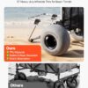 VEVOR Beach Dolly with Big Wheels for Sand, 20" x 15" Cargo Deck, Folding Sand Cart with 12" Balloon Wheels, 165 lbs Loading Capacity & 34" to 46" Adjustable Height, Heavy Duty Cart for Beach Camping