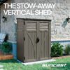 Suncast Outdoor Storage Cabinet Waterproof Resin Vertical Outdoor Storage Shed (54 cu. ft.) for Patio, Garden Tools, Cushions, & Equipment. Weatherproof Plastic Multi-Wall Design, Capacity Made in USA