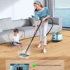 Aspiron Steam Cleaner, 293°F 58 PSI Powerful Multipurpose Handheld Steam Mop for Home Use, 21 Attachments, 50Oz Capacity, Heavy Duty Steamer for Carpets, Floors, Cars, Tiles, Crack Cleaning, Cerulean