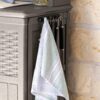 Suncast Patio Plastic Storage and Prep Station with Decorative Wicker Pattern and Multi Wall Panels for Patio, Garden, and Lawn Use, Stoney Gray Suncast Patio Plastic Storage and Prep Station with Decorative Wicker Pattern and Multi Wall Panels for Patio, Garden, and Lawn Use, Stoney Gray